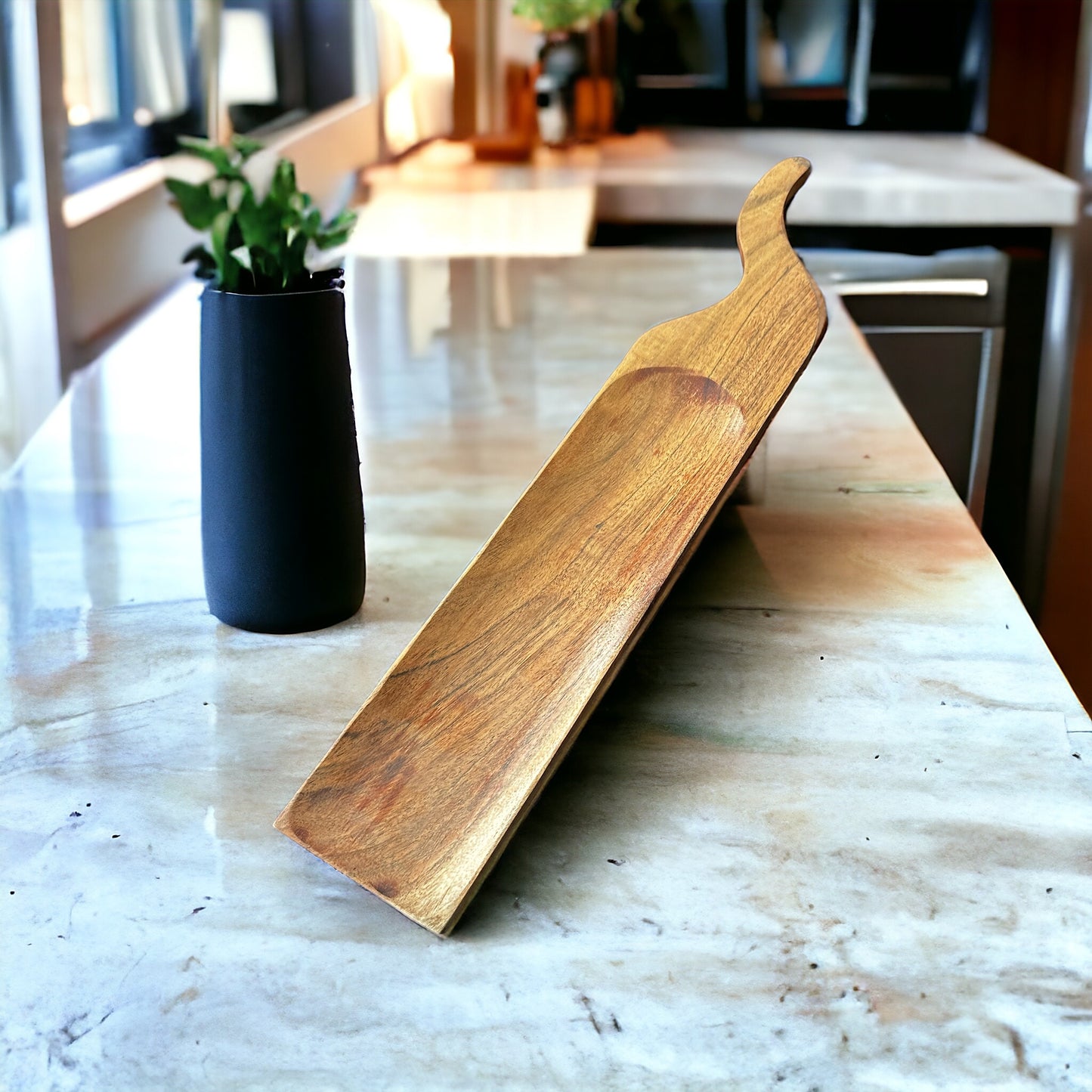 ElegantArc Acacia Serving Platter – single