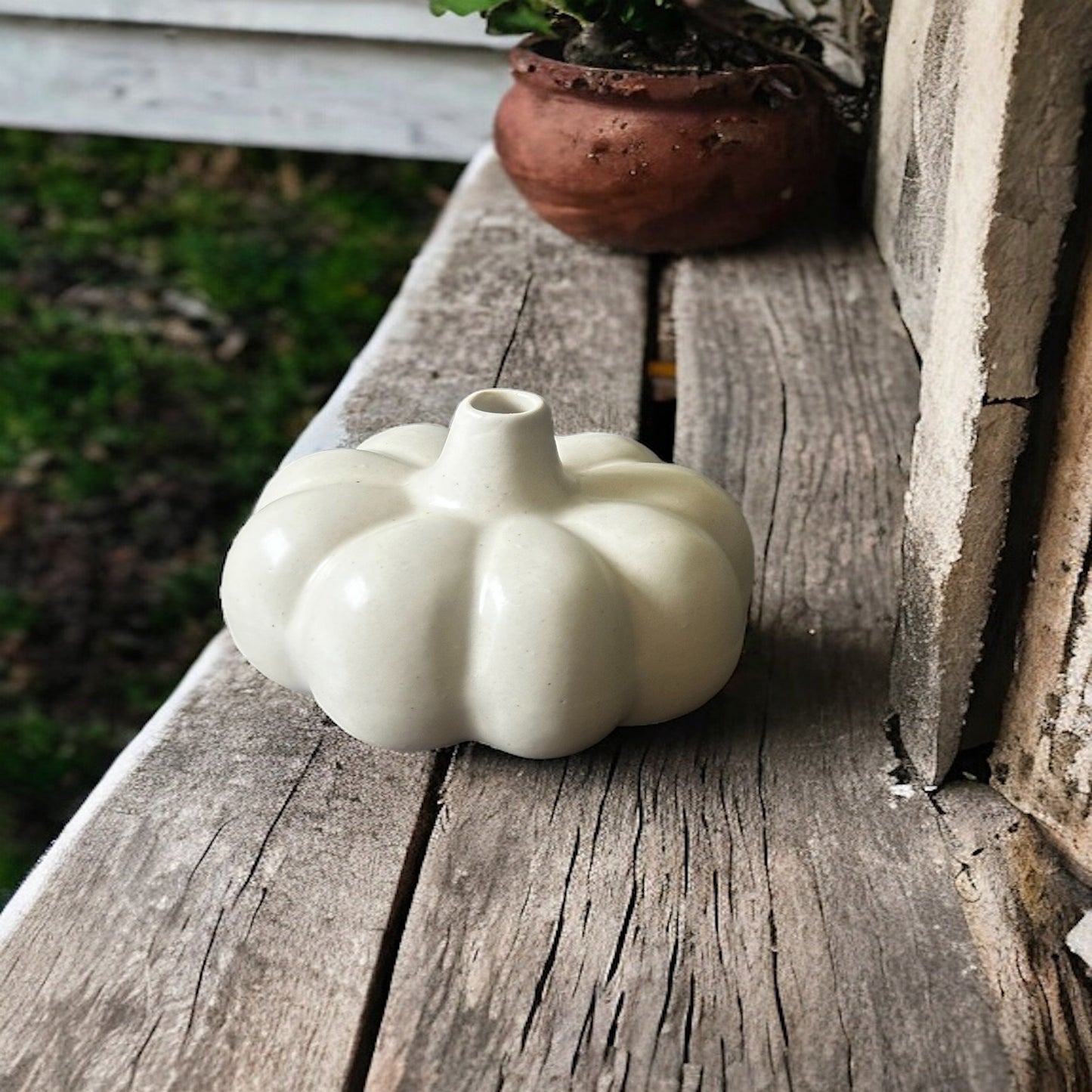 Alabaster Ceramic Pumpkin Vase