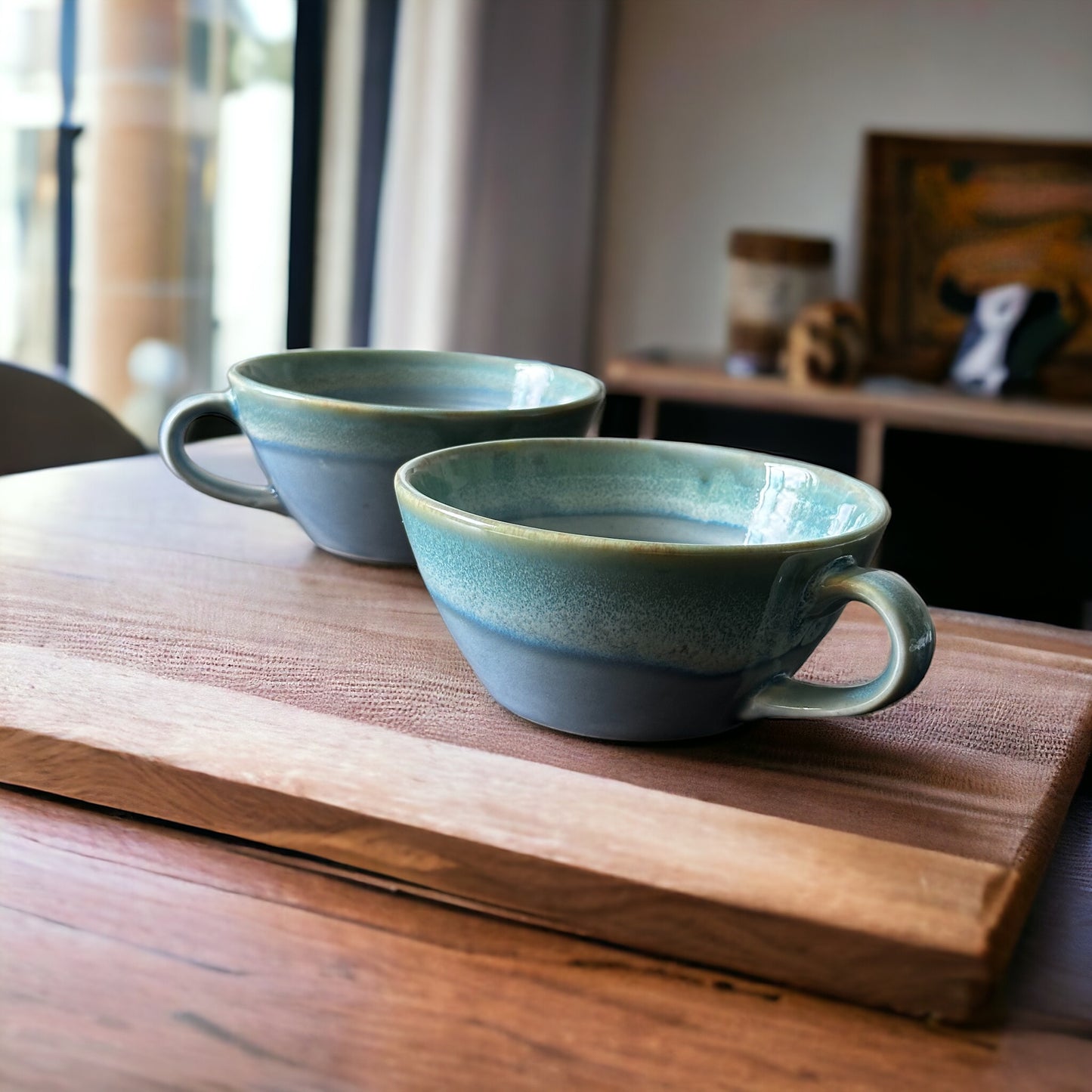 Seaside pastel latte cups – set of two