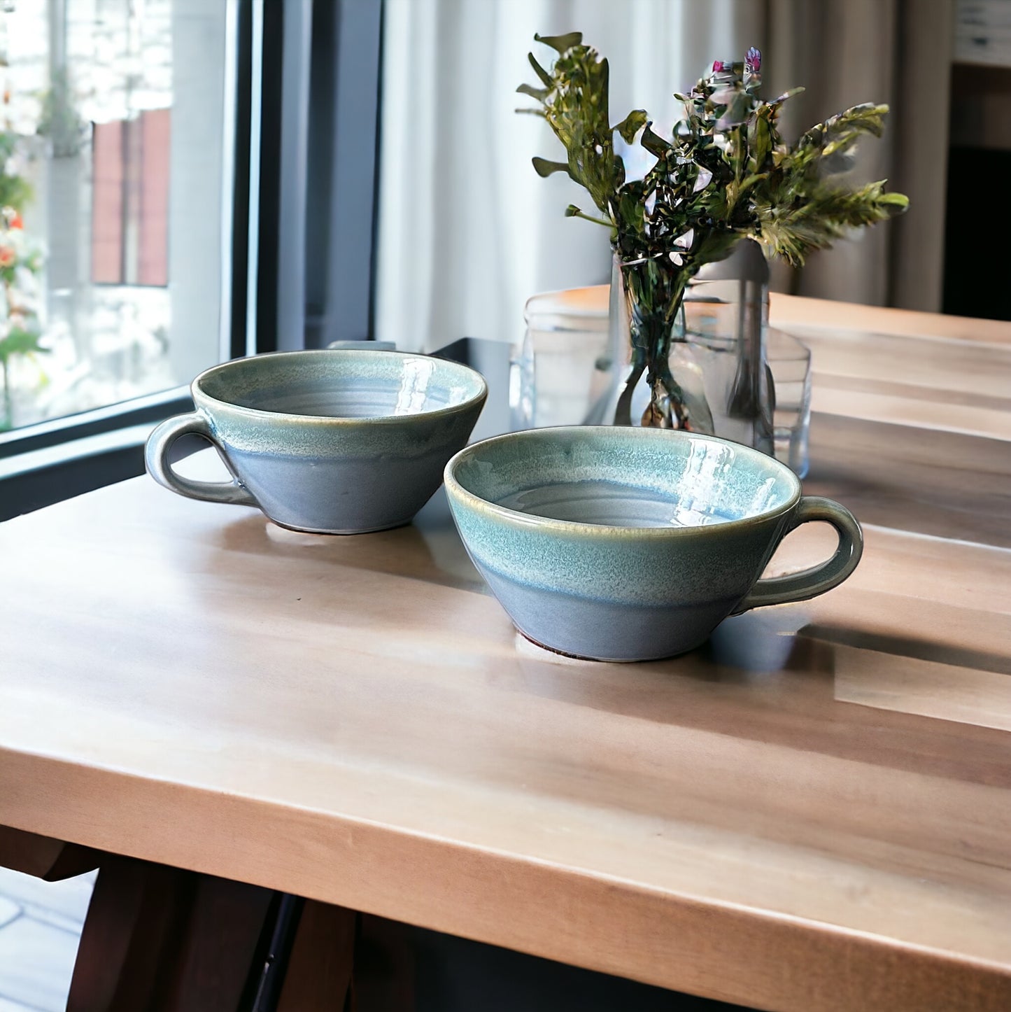 Seaside pastel latte cups – set of two