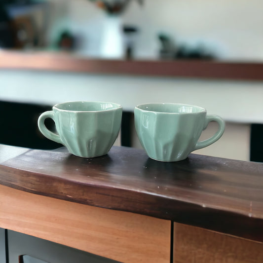 Mint Charm Stoneware Tea Cups - set of 2
