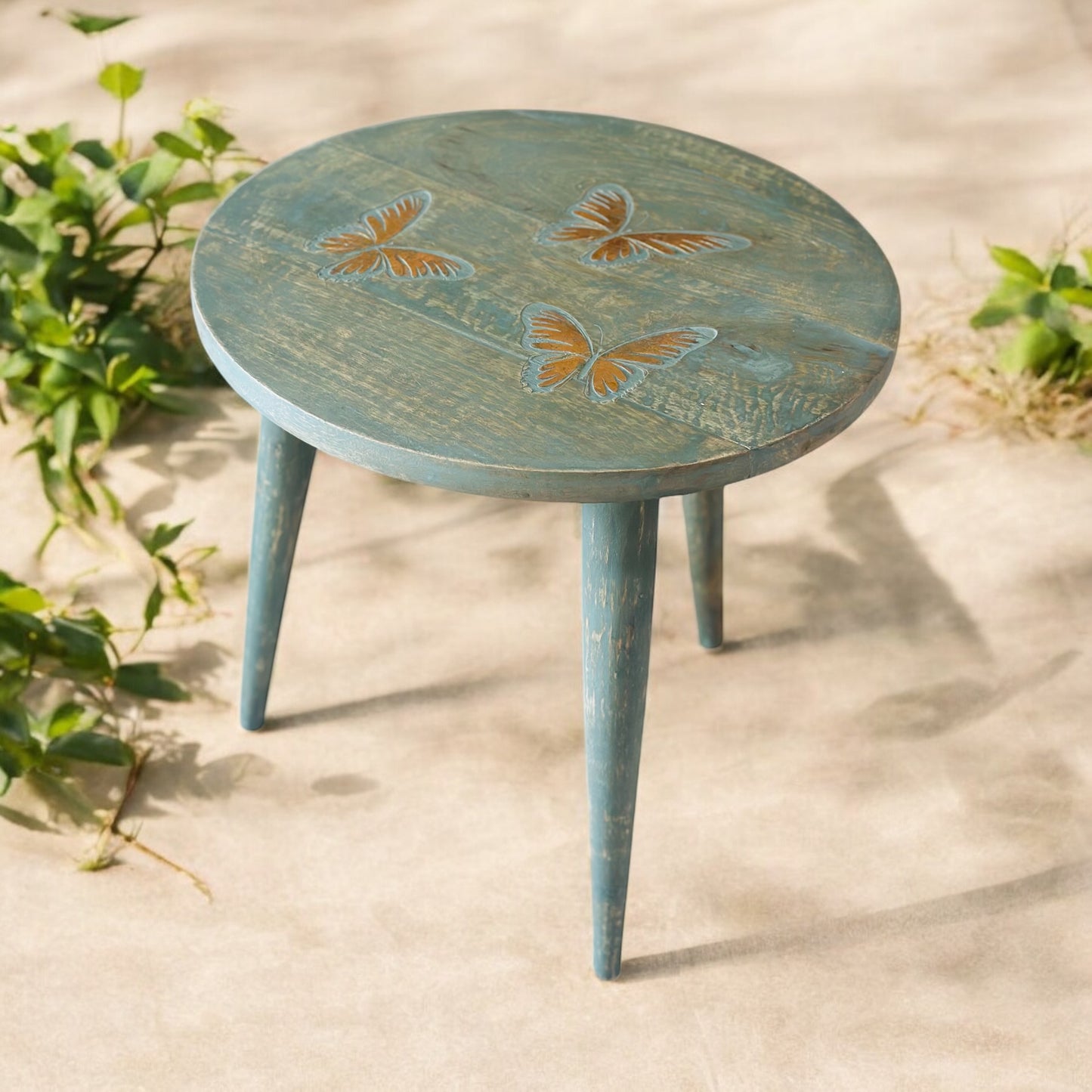 The Golden Flutter Antique Mango Wood Table with Detachable Legs