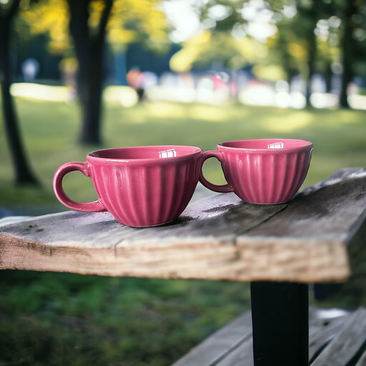 Petal Palette Stoneware Latte Mugs - set of 2