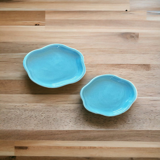 Ocean blue small dessert plates - set of two