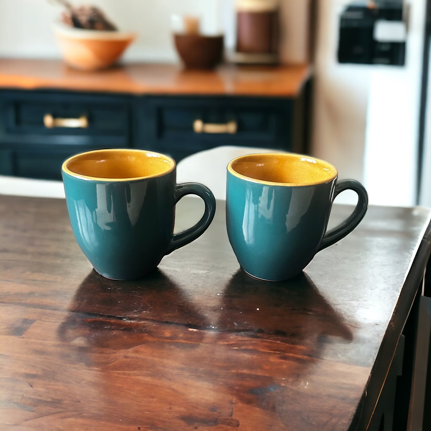 Olive Oasis Stoneware Coffee Mugs - set of 2
