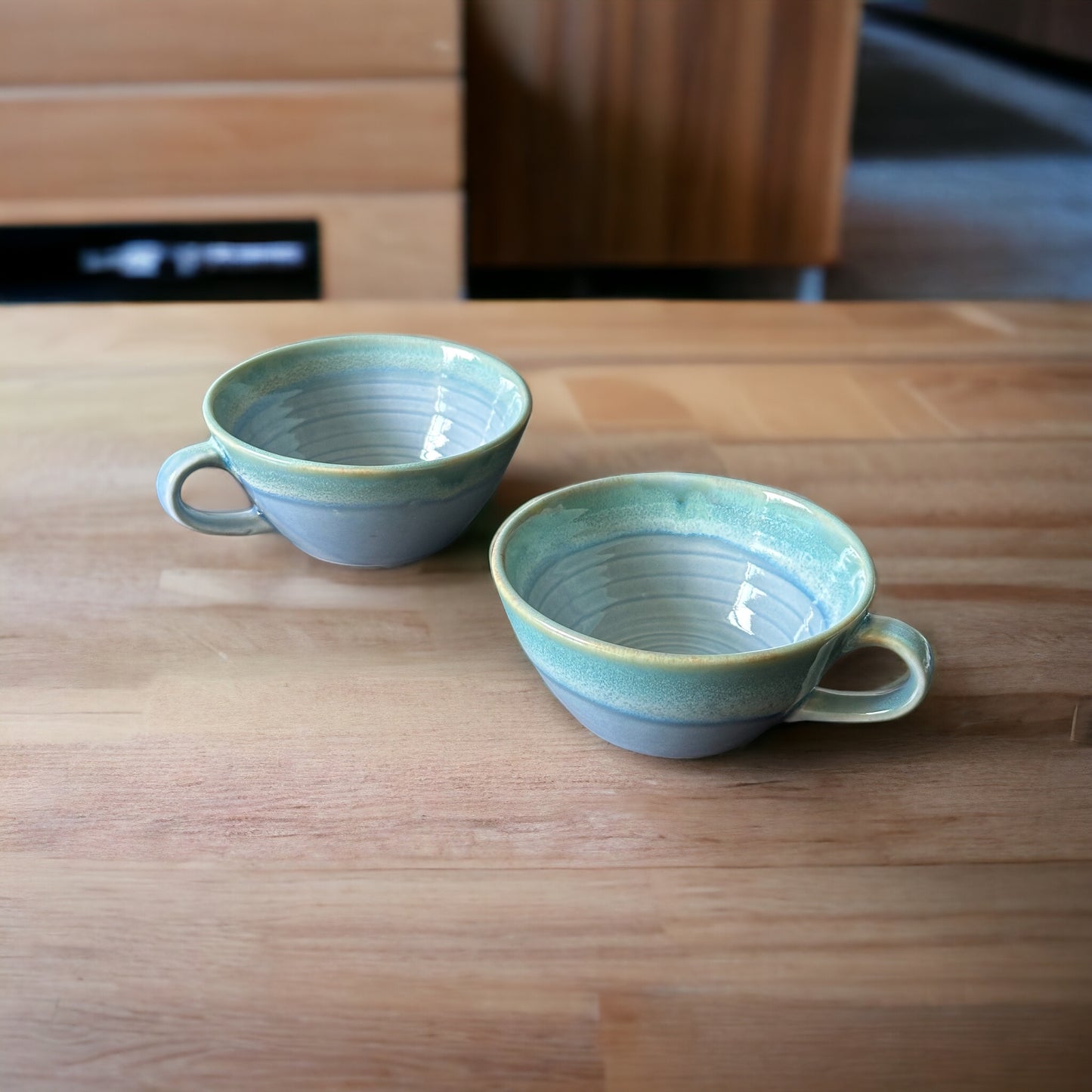 Seaside pastel latte cups – set of two