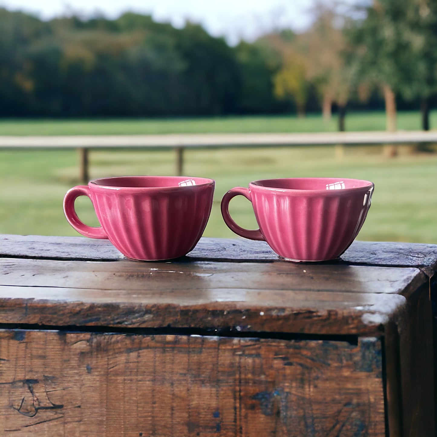Petal Palette Stoneware Latte Mugs - set of 2