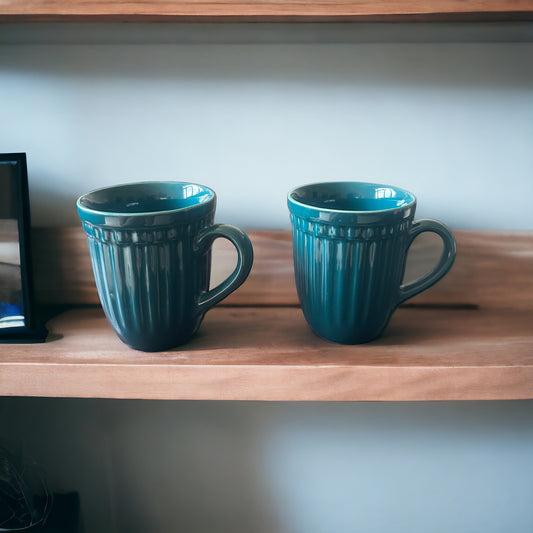 Teal vintage mugs - set of two