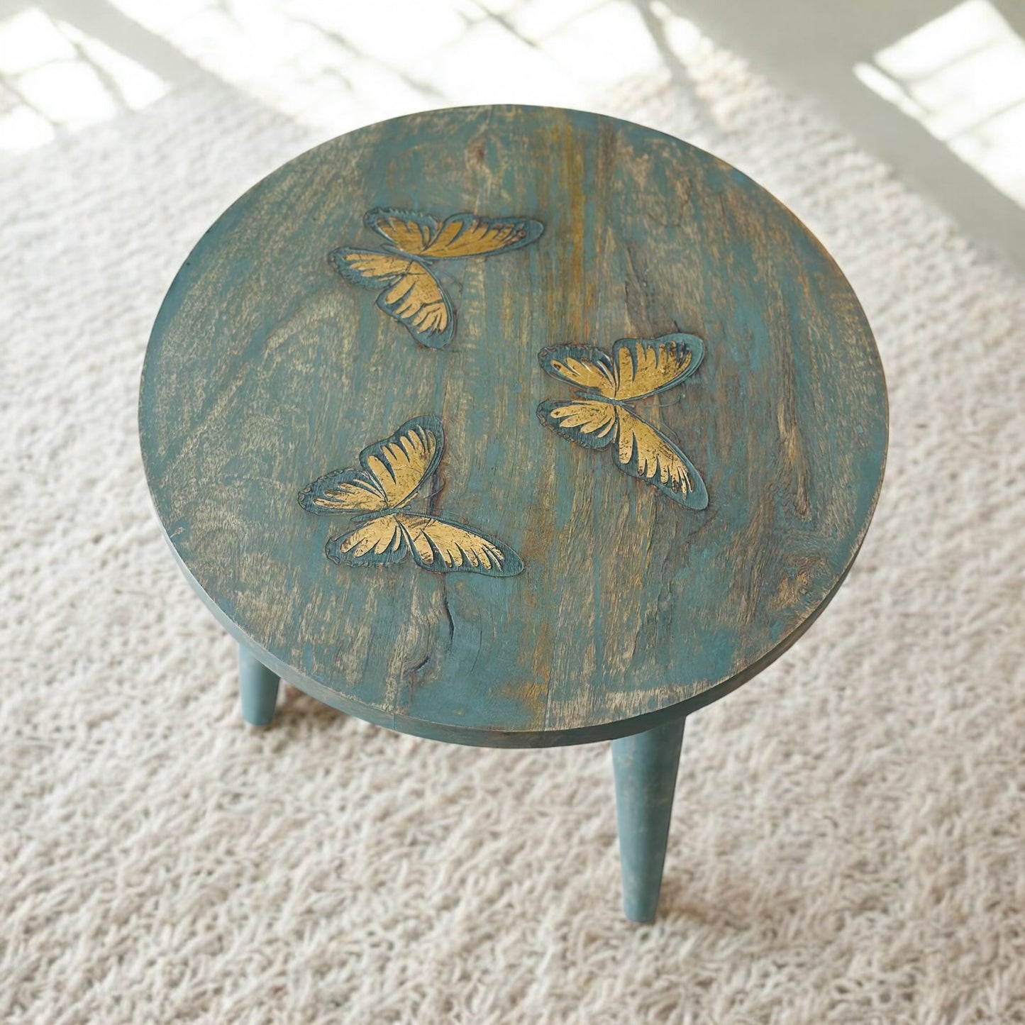 The Golden Flutter Antique Mango Wood Table with Detachable Legs