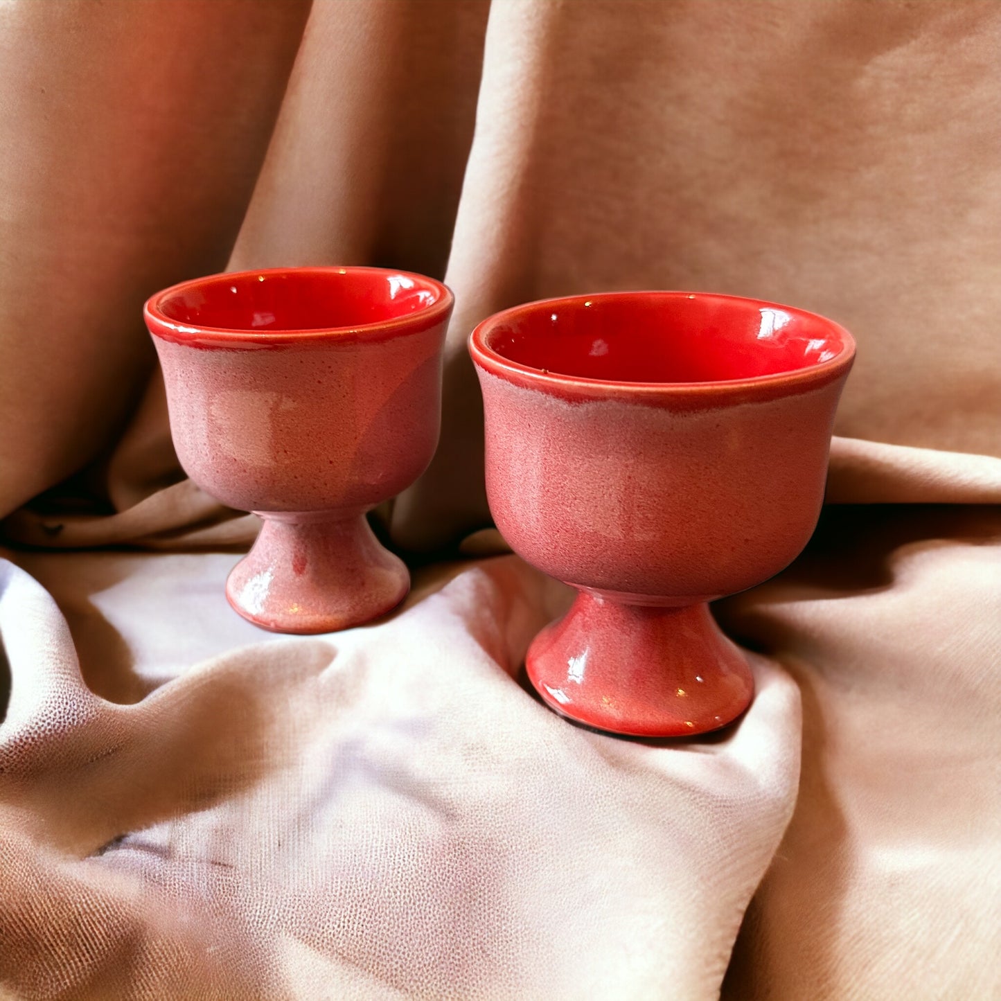 Red dual glaze icecream goblet – set of 2