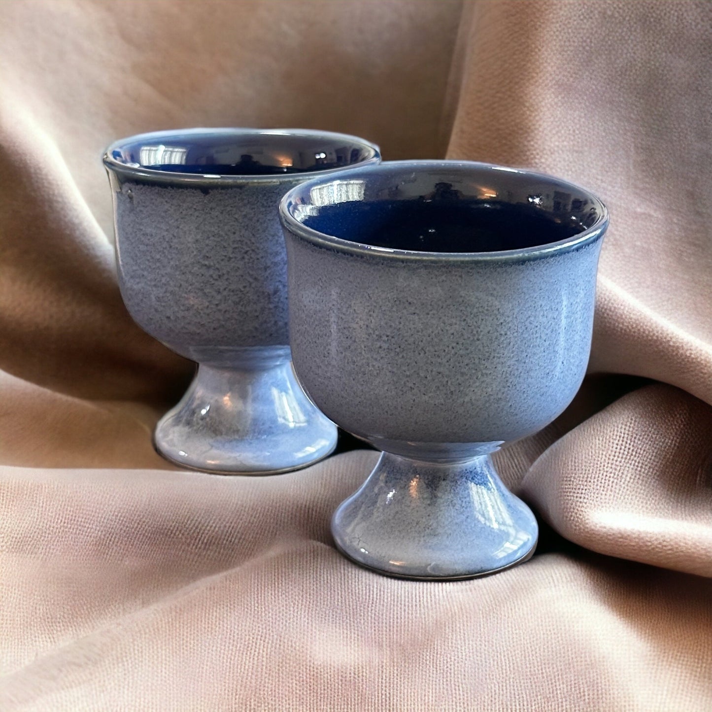 Blue dual glaze icecream goblet – set of two