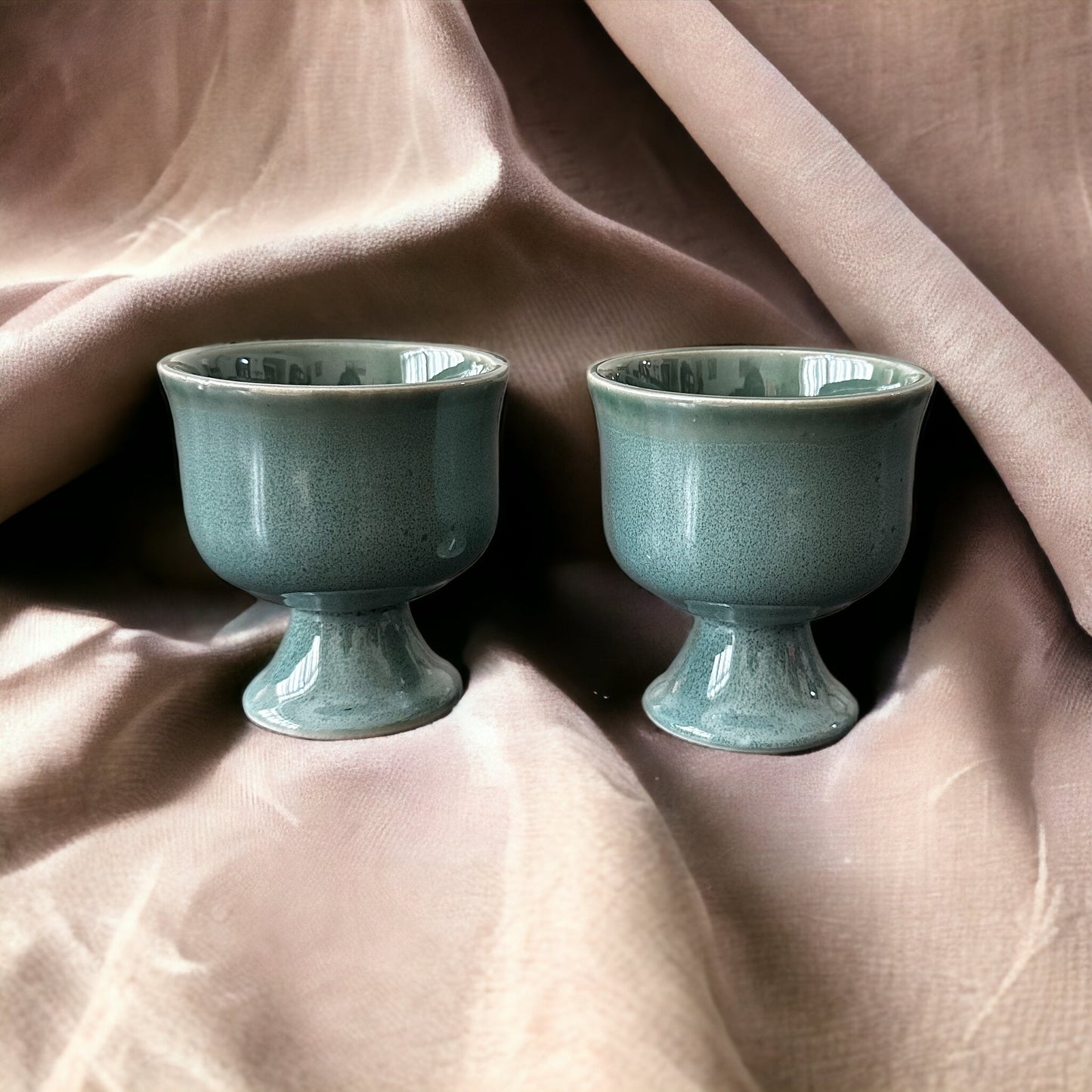 Teal dual glaze icecream goblet – set of 2