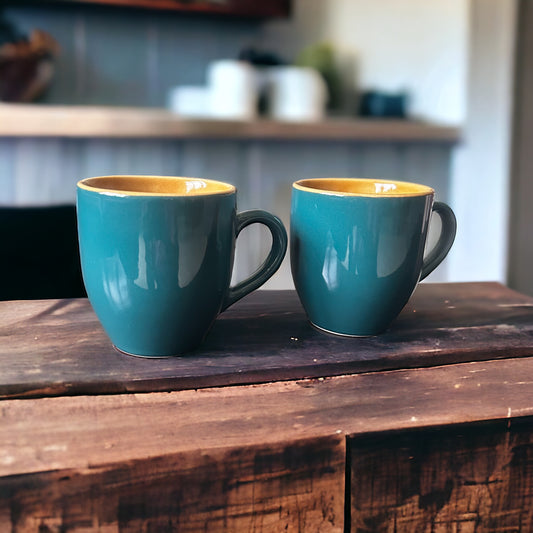 Olive Oasis Stoneware Coffee Mugs - set of 2