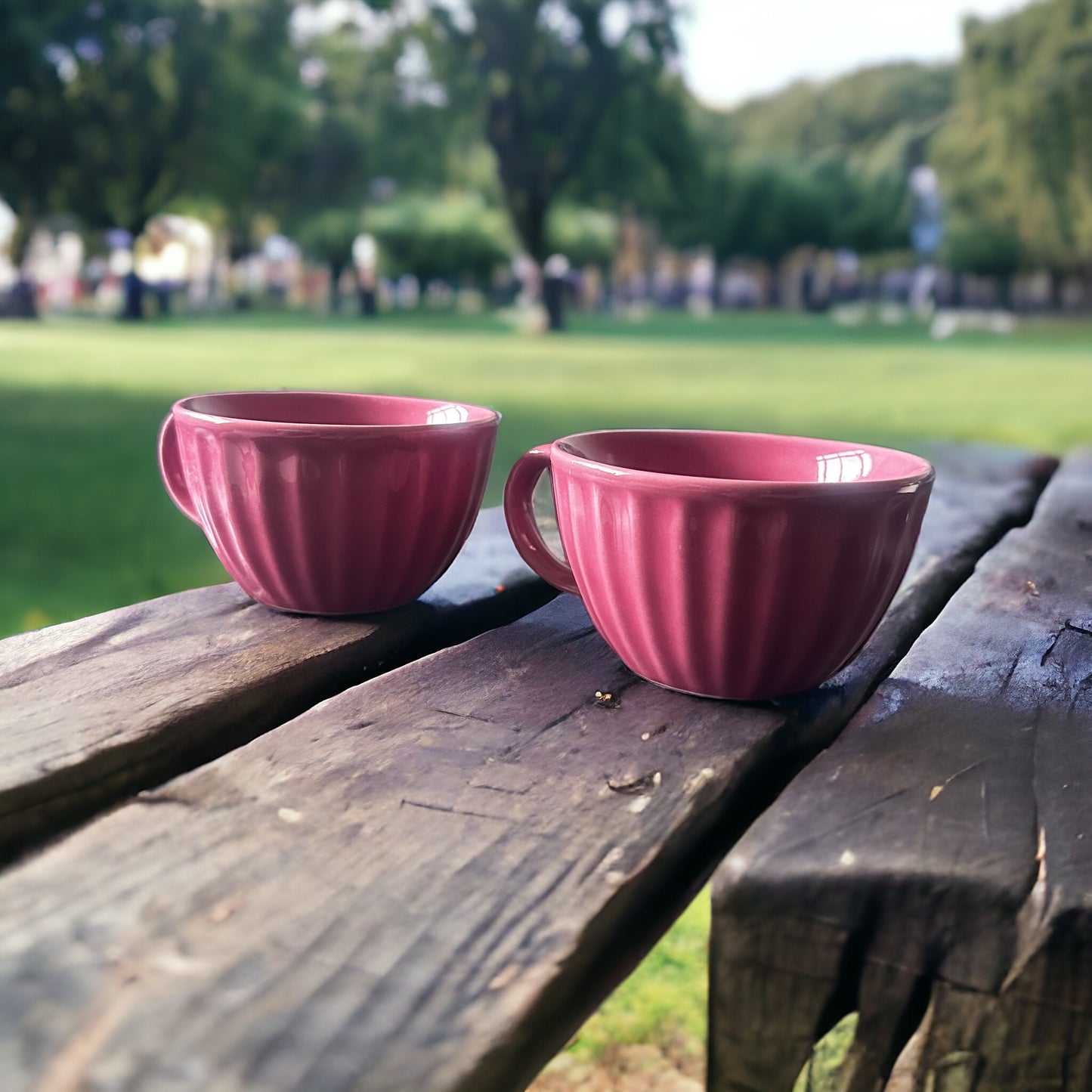 Petal Palette Stoneware Latte Mugs - set of 2