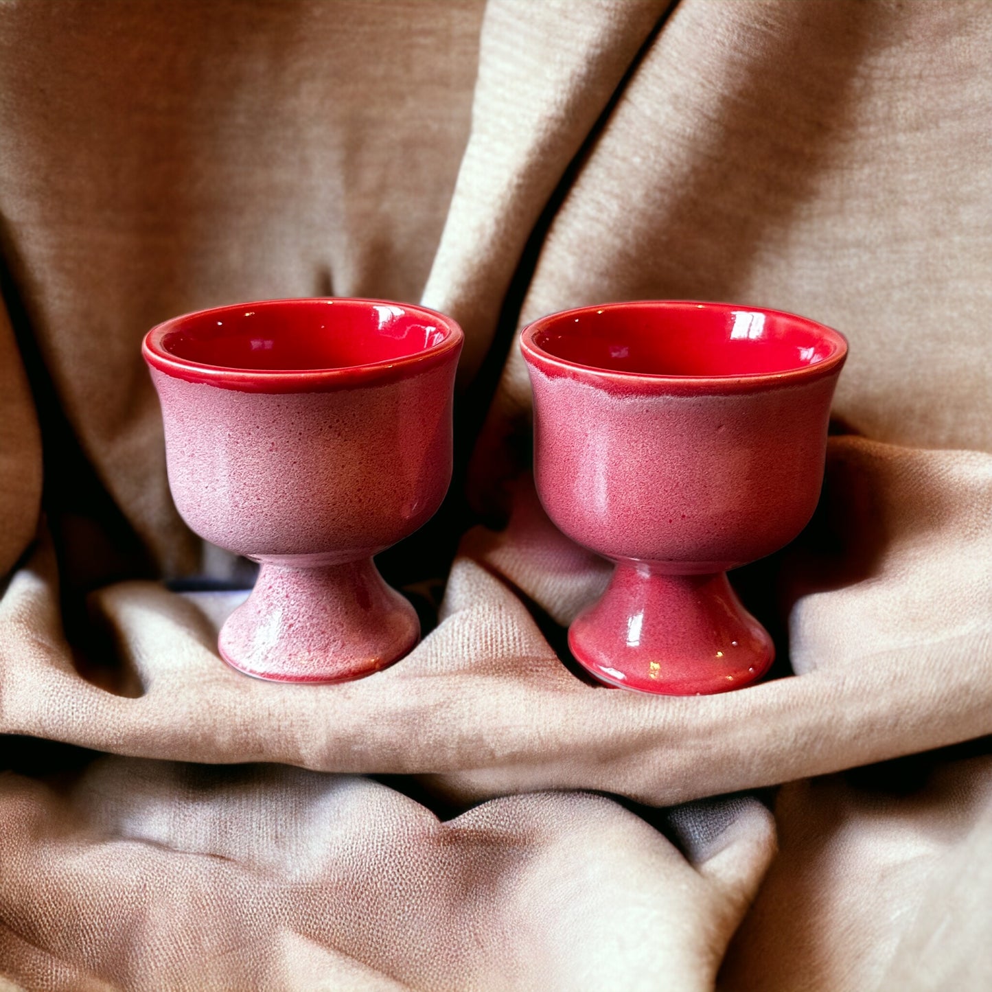 Red dual glaze icecream goblet – set of 2
