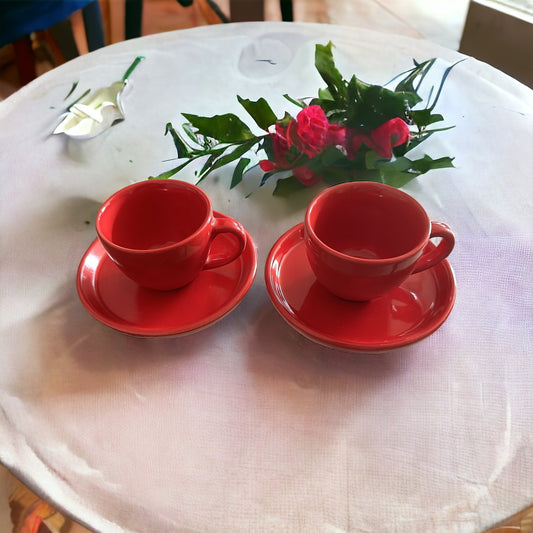 Red PetitePleasure Cups & Saucer Set for 2