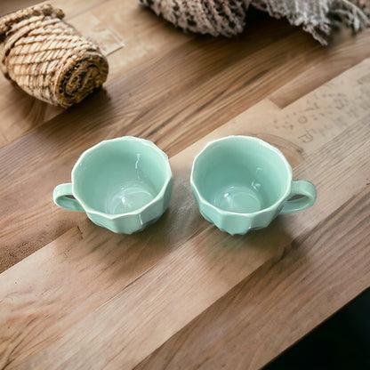Mint Charm Stoneware Tea Cups - set of 2