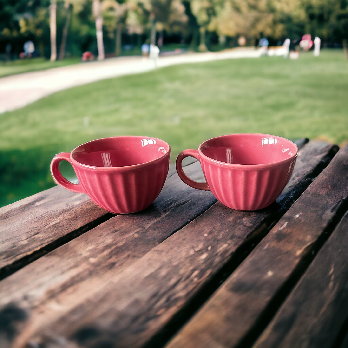 Petal Palette Stoneware Latte Mugs - set of 2