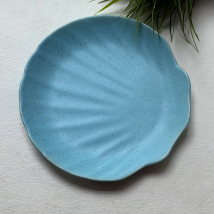 Faded teal shell platters - set of two