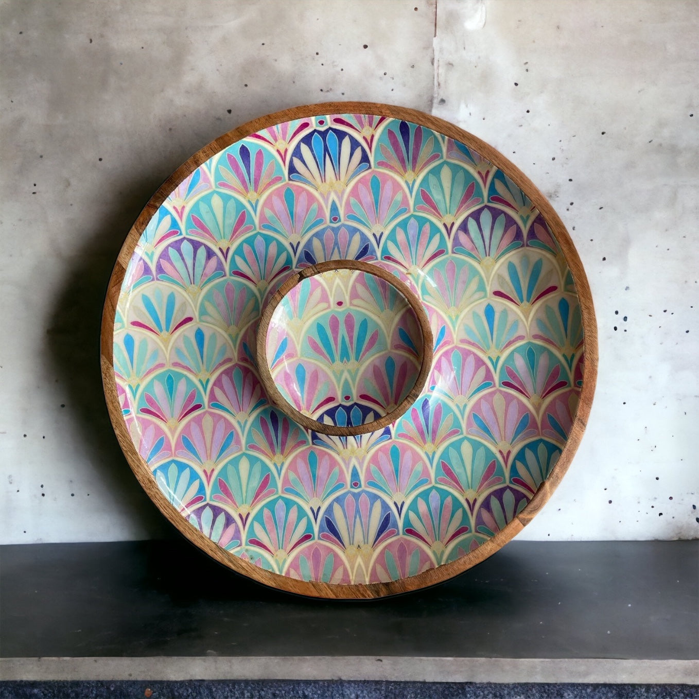 Meraki salmon blush round dip platter - single