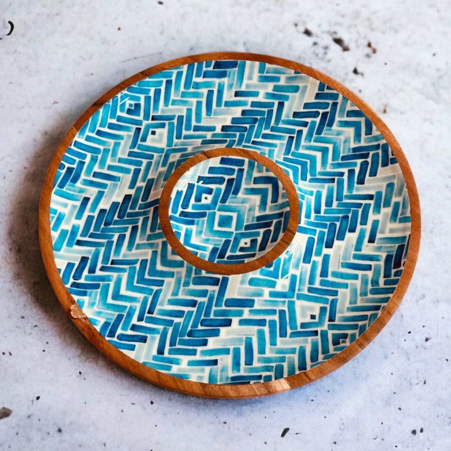 Meraki geometric lines round dip platter - single