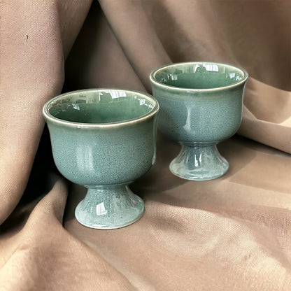 Teal dual glaze icecream goblet – set of 2