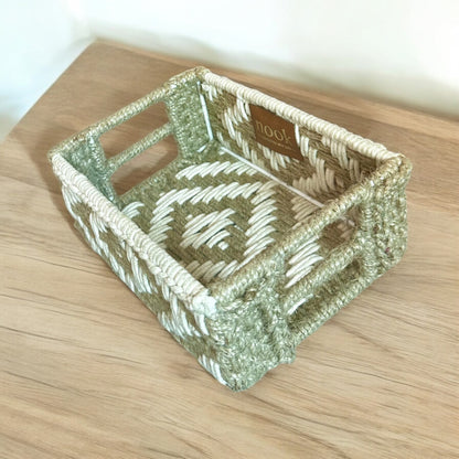 Jute Harmony Eco Chic White Natural Colour Rectangle Tray - single