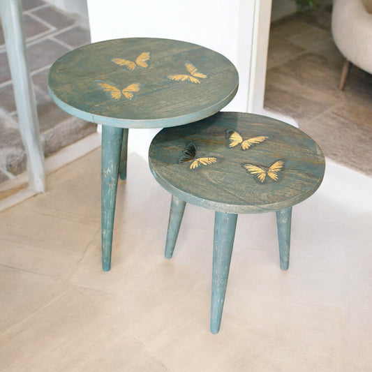 The Golden Flutter Antique Mango Wood Table with Detachable Legs