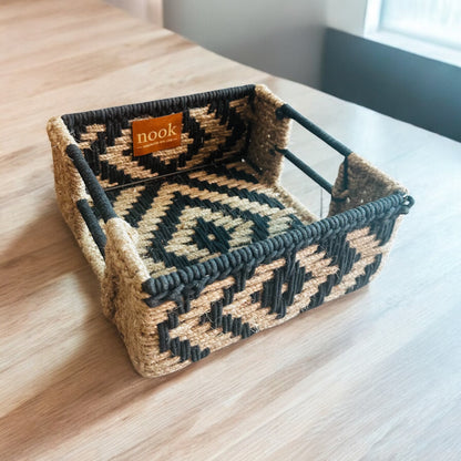Jute Harmony Eco Chic Black Natural Colour Square Tray - single