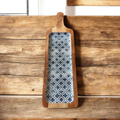 Meraki faded grey aura acacia wood long platter - single