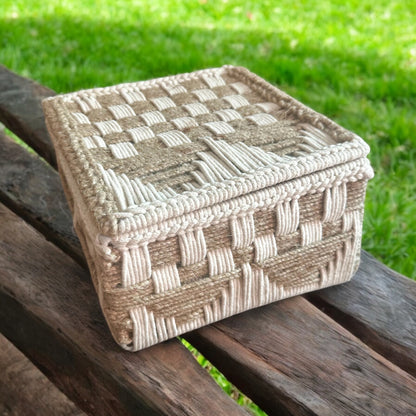 Jute Harmony Eco Chic White Natural Colour Organizer Box - single