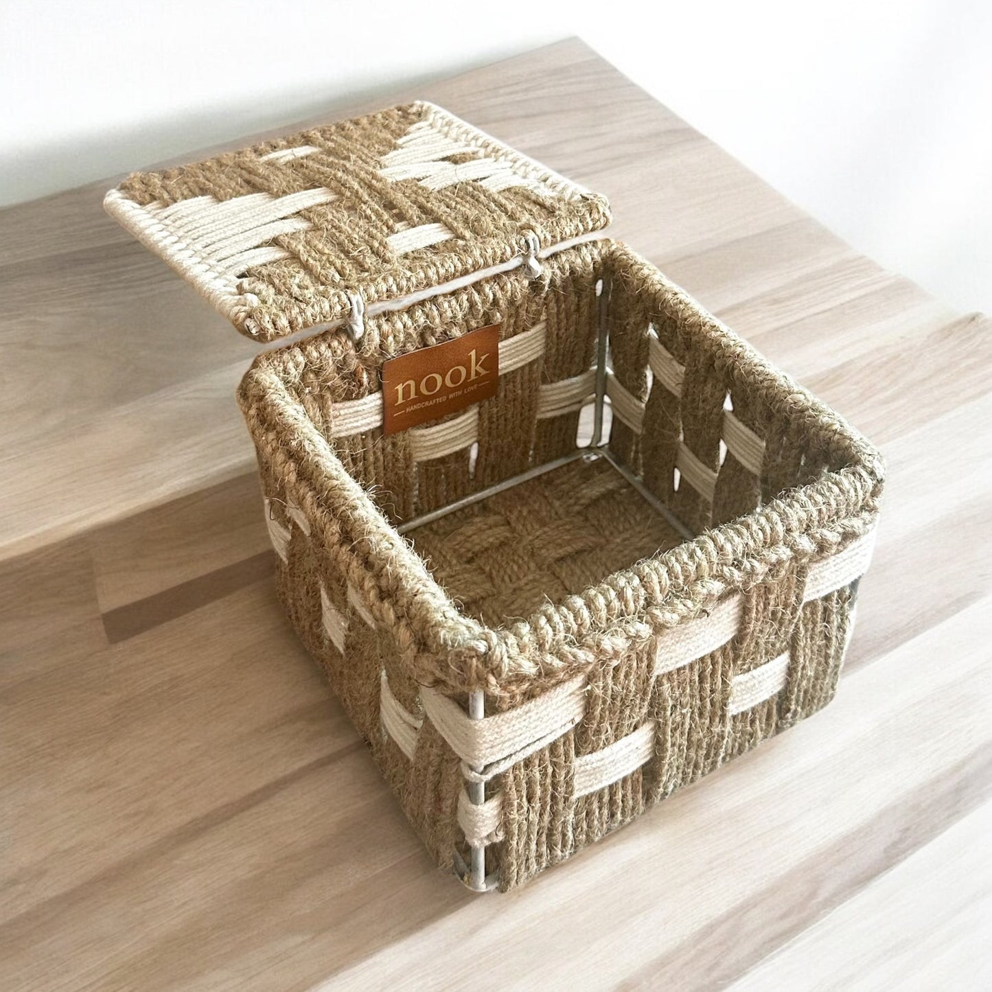Jute Harmony Eco Chic White Natural Colour Organizer Box - single