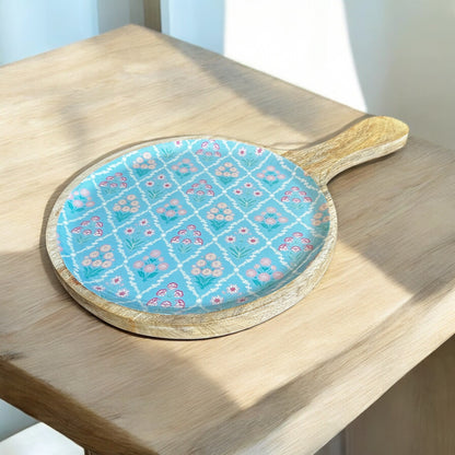 Meraki all-wood Botanical Bliss Round Platter - single