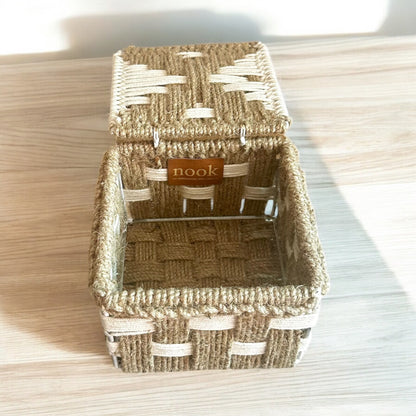 Jute Harmony Eco Chic White Natural Colour Organizer Box - single
