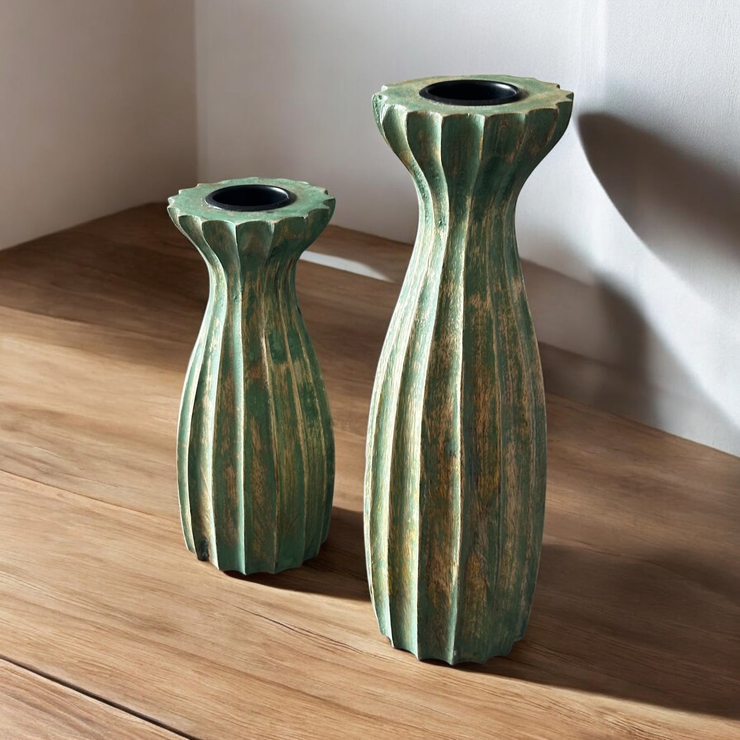 Mango Grove Washed Green Antique Colour Candle Stand