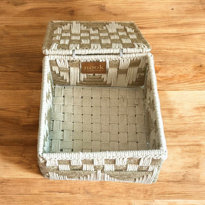 Jute Harmony Eco Chic White Natural Colour Organizer Box - single