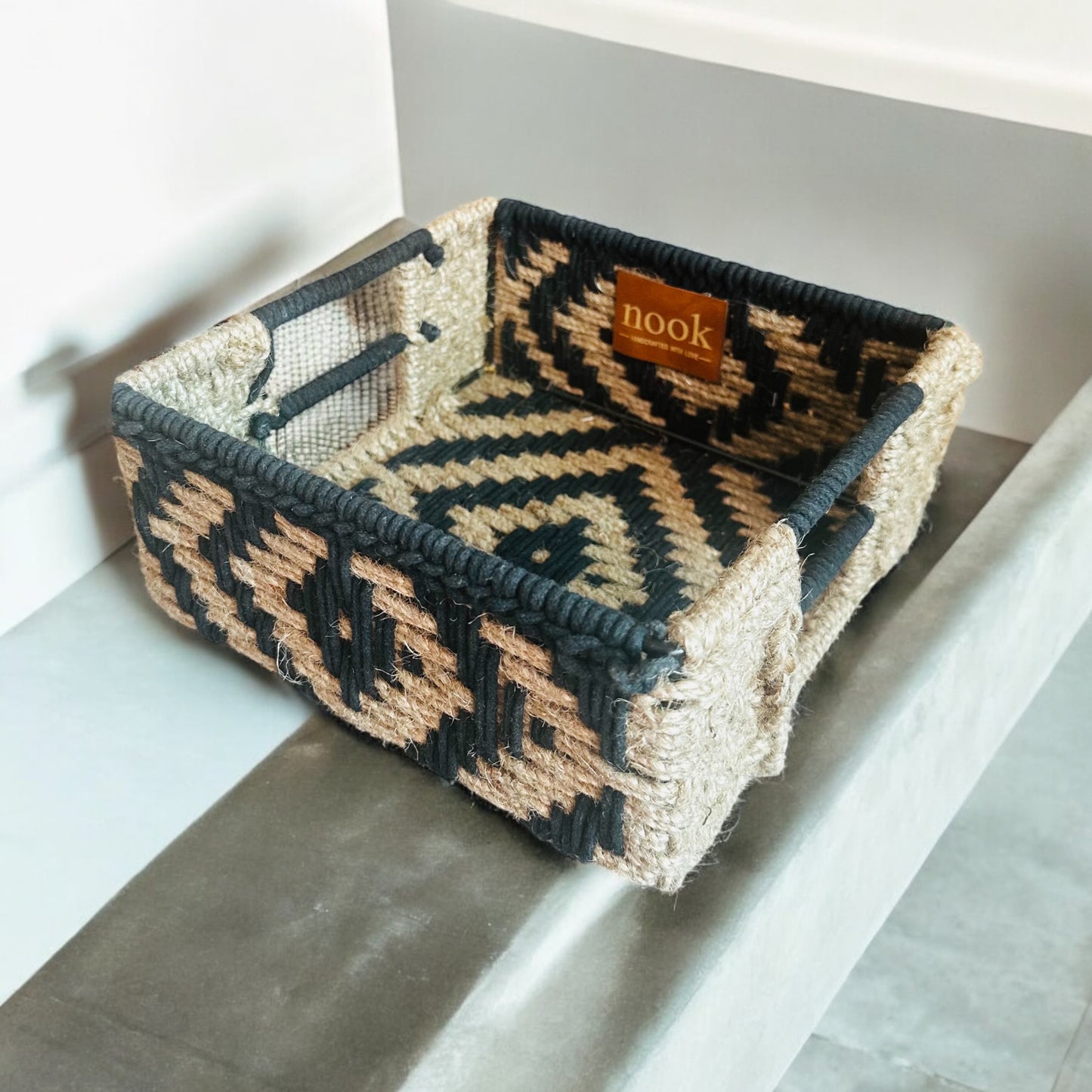 Jute Harmony Eco Chic Black Natural Colour Square Tray - single