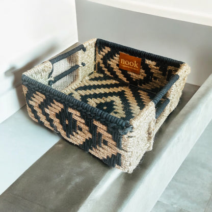 Jute Harmony Eco Chic Black Natural Colour Square Tray - single