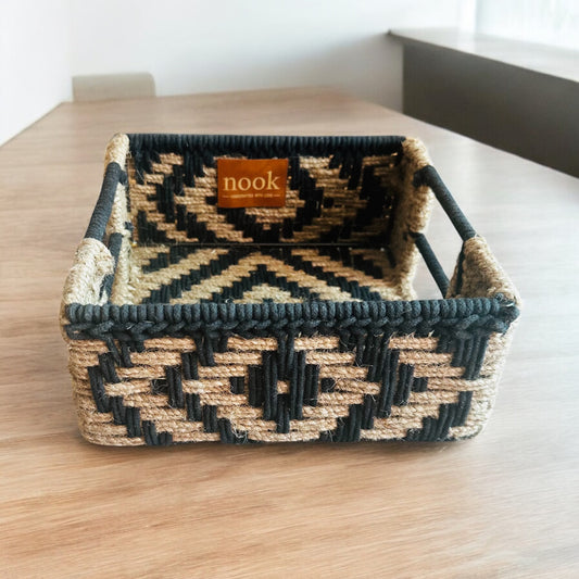 Jute Harmony Eco Chic Black Natural Colour Square Tray - single