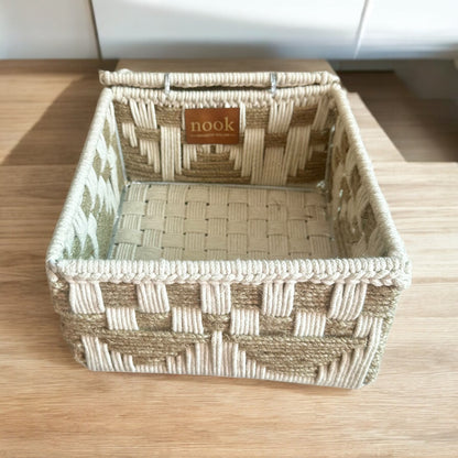 Jute Harmony Eco Chic White Natural Colour Organizer Box - single