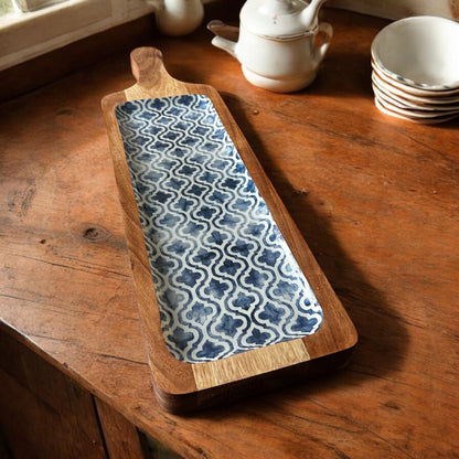 Meraki faded grey aura acacia wood long platter - single