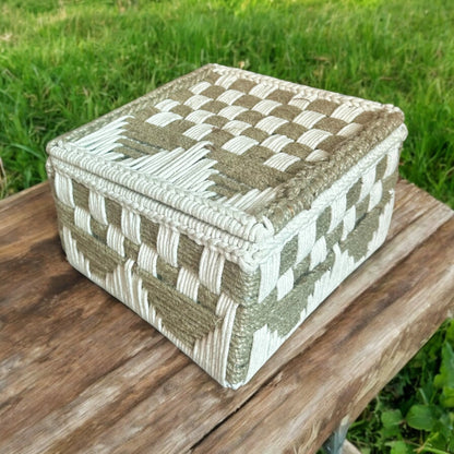 Jute Harmony Eco Chic White Natural Colour Organizer Box - single