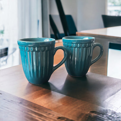 Teal vintage mugs - set of two