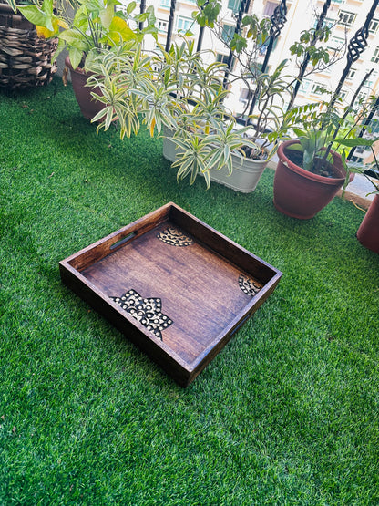 Golden Accents Square Mango Wood Tray