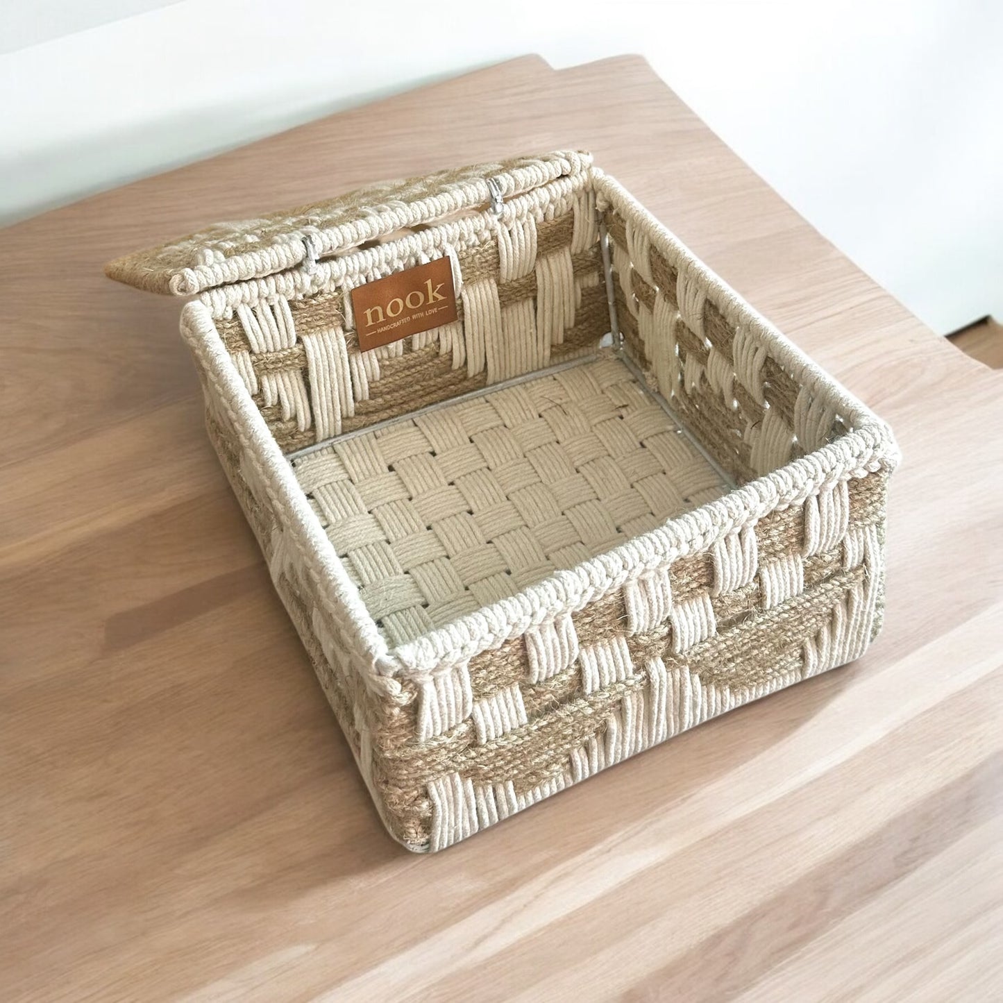 Jute Harmony Eco Chic White Natural Colour Organizer Box - single