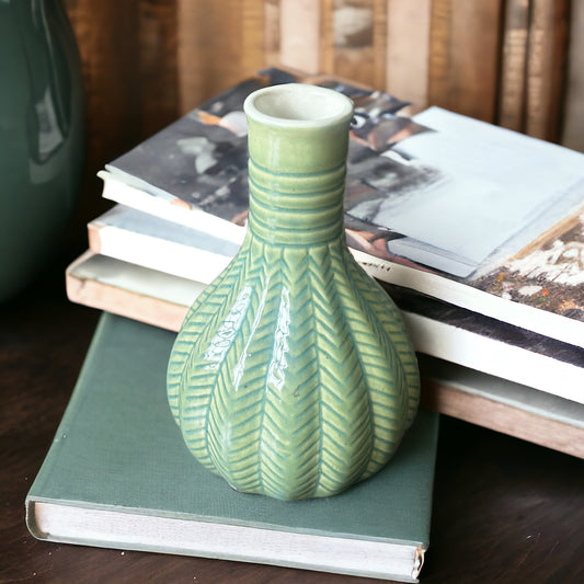Verdant Leaf Ceramic Vase - single