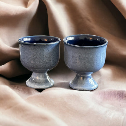 Blue dual glaze icecream goblet – set of two