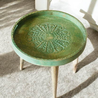 Mango Wood Antique Washed Green LeafHaven Detachable Tables