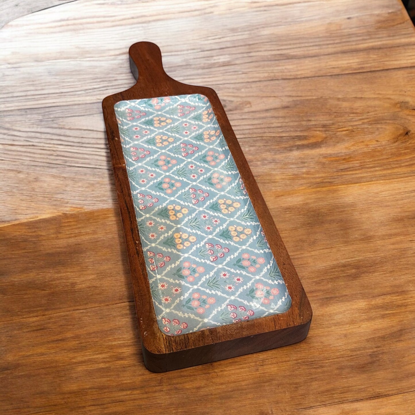 Meraki all-wood Botanical Bliss Long Acacia Wood Platter - single