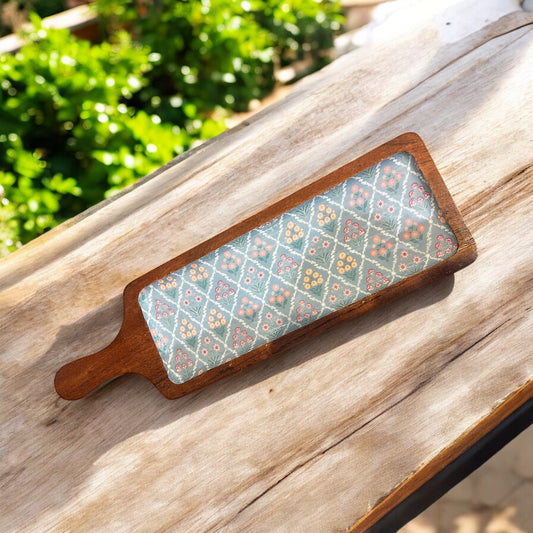 Meraki all-wood Botanical Bliss Long Acacia Wood Platter - single